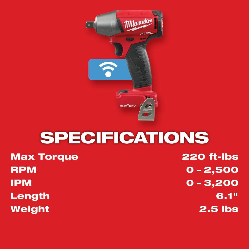 M18 FUEL 1/2 in. Compact Impact Wrench with Pin Detent with ONE-KEY (Bare Tool) 2759-20