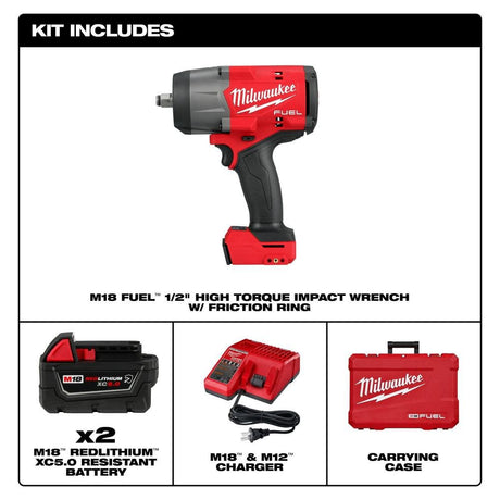 M18 FUEL 1/2 in High Torque Impact Wrench with Friction Ring Kit 2967-22