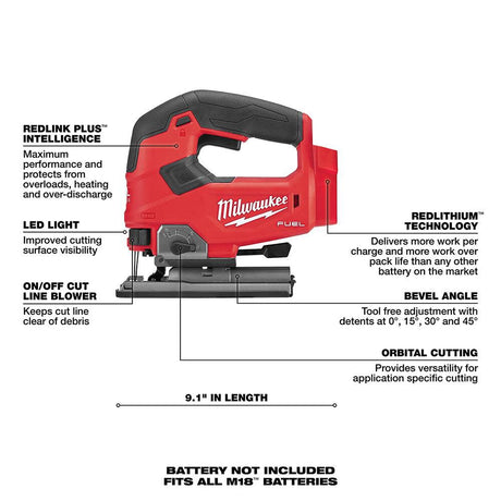 M18 FUEL 1/2 Inch Hammer Drill, 1/4 Inch Impact Driver & Jig Saw Combo Kit Bundle 3697-22-2737-20