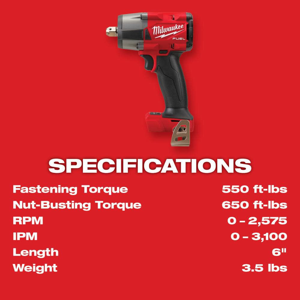 M18 FUEL 1/2 Mid-Torque Impact Wrench with Pin Detent (Bare Tool) 2962P-20