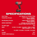 M18 FUEL 1/2in High Torque Impact Wrench with Friction Ring REDLITHIUM FORGE Kit 2967-21F