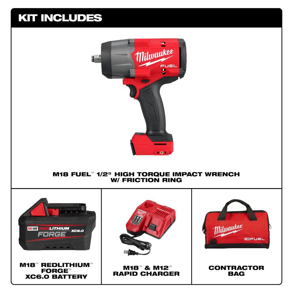 M18 FUEL 1/2in High Torque Impact Wrench with Friction Ring REDLITHIUM FORGE Kit 2967-21F