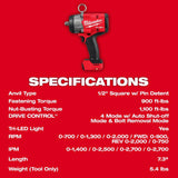 M18 FUEL 1/2in High Torque Impact Wrench with Pin Detent (Bare Tool) 2966-20