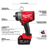 M18 FUEL 1/2in High Torque Impact Wrench with Pin Detent Kit 2966-22