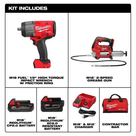 M18 FUEL 1/2in HighTorque Impact Wrench & Grease Gun Combo Kit 2967-22GG