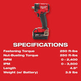 M18 FUEL 1/2inch Compact Impact Wrench with Friction Ring Kit 2855-22R