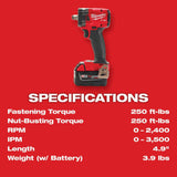 M18 FUEL 1/2inch Compact Impact Wrench with Pin Detent Kit 2855P-22R