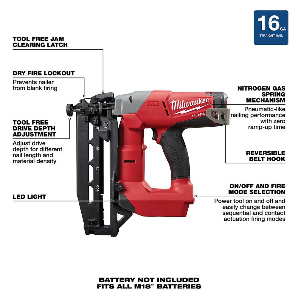 M18 FUEL 16 Gauge Straight Finish Nailer 2741-20