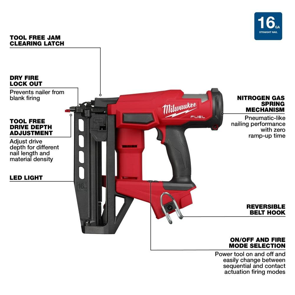 M18 FUEL 16 Gauge Straight Finish Nailer (Bare Tool) 3020-20