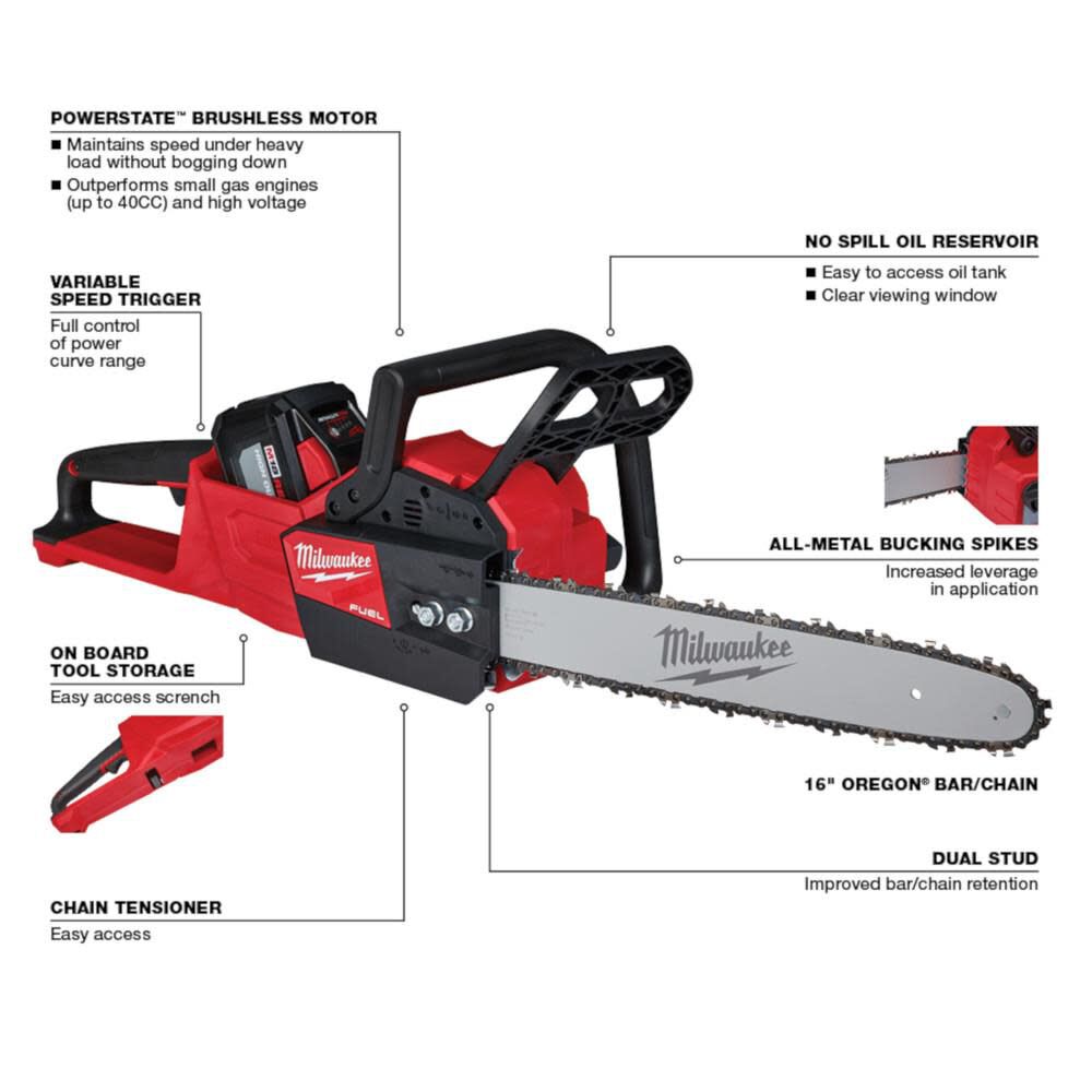 M18 FUEL 16 in Chainsaw & 8 in Pruning Saw Combo Kit Bundle 3004-20-2727-21HD