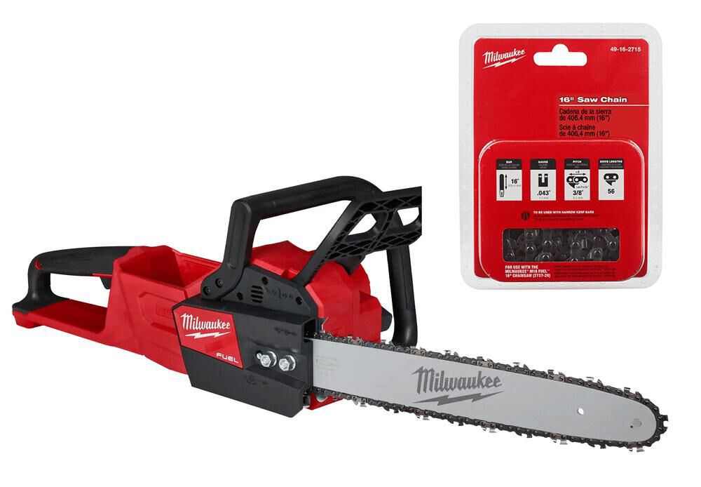 M18 FUEL 16 in Chainsaw (Bare Tool) with 16 in Replacement Chain Bundle 2727-20-49-16-2715