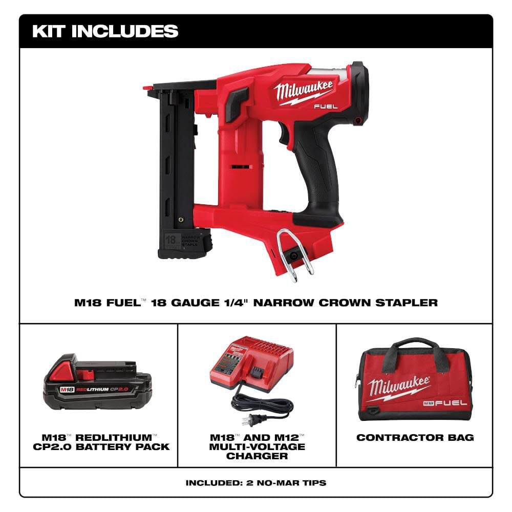 M18 FUEL 18 Gauge 1/4 in. Narrow Crown Stapler Kit 2749-21CT