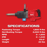 M18 FUEL 1inch D Handl Impact Wrench ONE KEY (Bare Tool) 2869-20