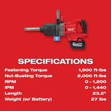 M18 FUEL 1inch D-Handle Ext Anvil High Torque Impact Wrench with ONE-KEY Kit 2869-22HD