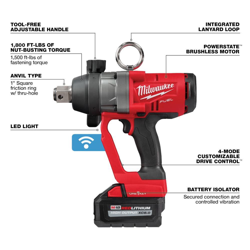 M18 FUEL 1inch High Torque Impact Wrench with ONE-KEY Kit 2867-22