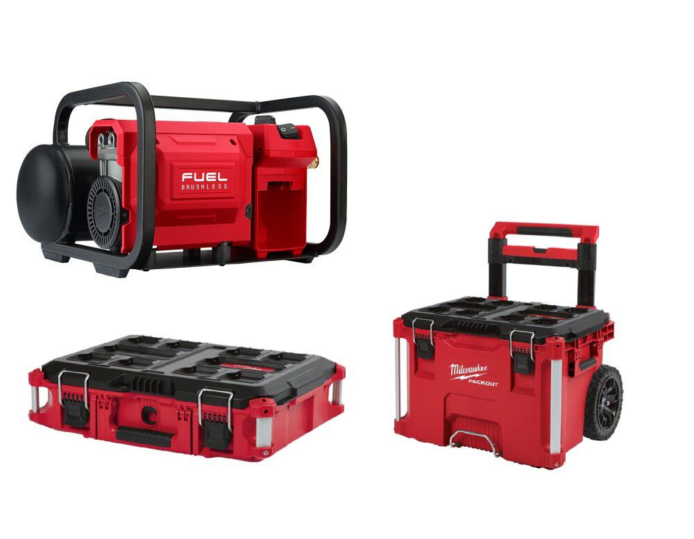 M18 FUEL 2 Gallon Compressor (Bare Tool) with PACKOUT Rolling Tool Box & PACKOUT Tool Box 2840-20PACK