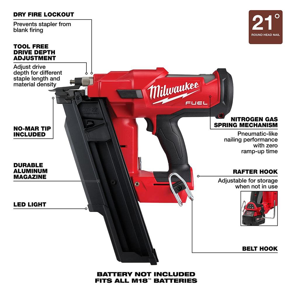 M18 FUEL 21 Degree Framing Nailer (Bare Tool) 2744-20