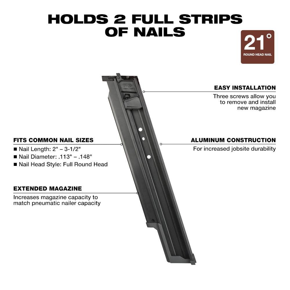 M18 FUEL 21 Degree Framing Nailer Extended Capacity Magazine 48-08-2744