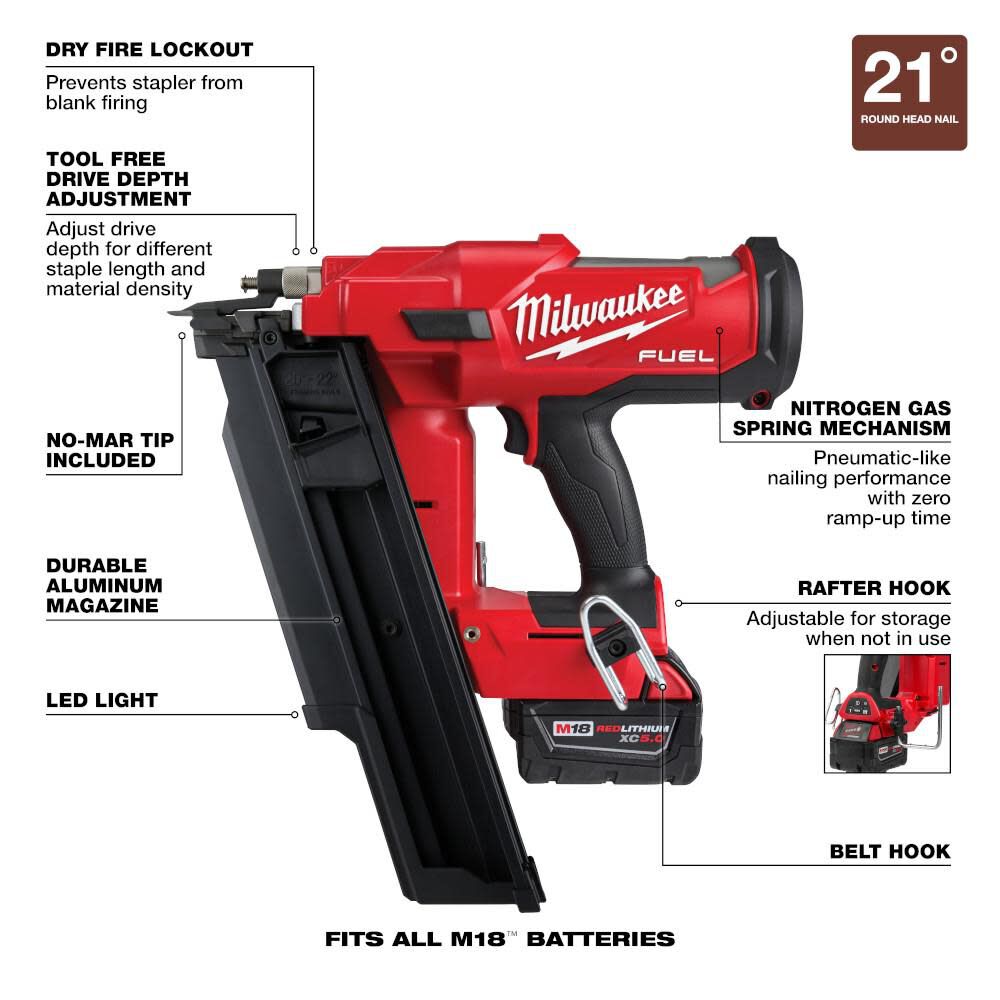 M18 FUEL 21 Degree Framing Nailer Kit 2744-21