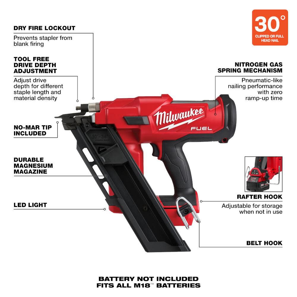 M18 FUEL 30 Degree Framing Nailer (Bare Tool) 2745-20