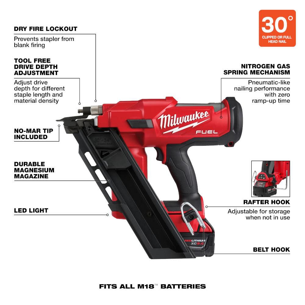 M18 FUEL 30 Degree Framing Nailer Kit 2745-21