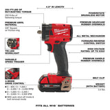 M18 FUEL 3/8 Compact Impact Wrench with Friction Ring CP2.0 Kit 2854-22CT