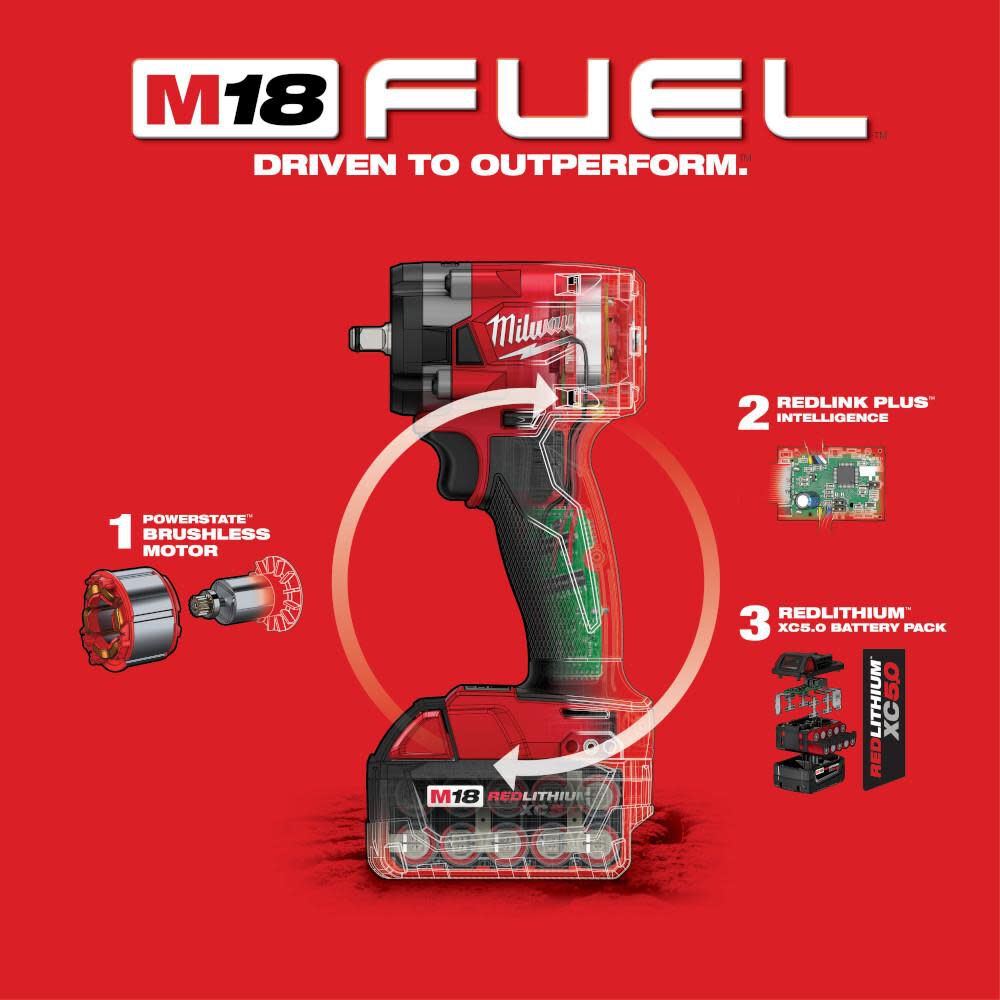 M18 FUEL 3/8 Compact Impact Wrench with Friction Ring Kit 2854-22