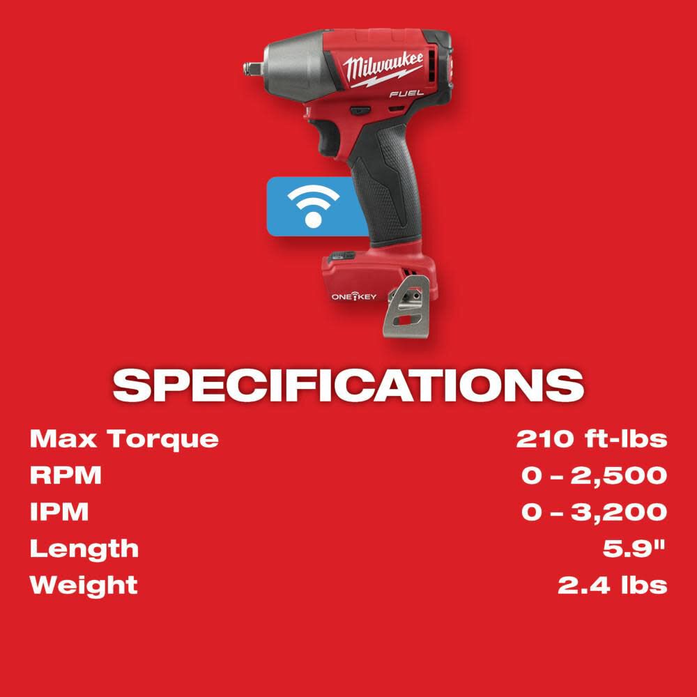 M18 FUEL 3/8 in. Compact Impact Wrench with Friction Ring with ONE-KEY (Bare Tool) 2758-20