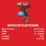 M18 FUEL 3/8 in. Compact Impact Wrench with Friction Ring with ONE-KEY (Bare Tool) 2758-20