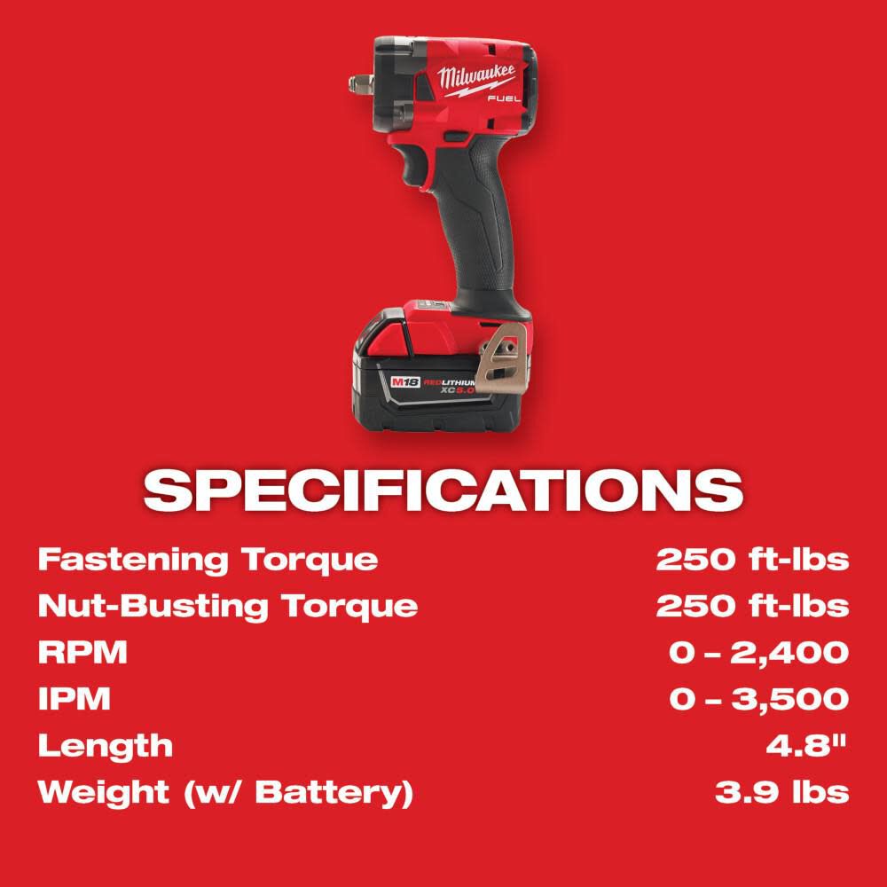 M18 FUEL 3/8inch Compact Impact Wrench with Friction Ring Kit 2854-22R