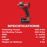 M18 FUEL 3/8inch Mid Torque Impact Wrench with Friction Ring Kit 2960-22R