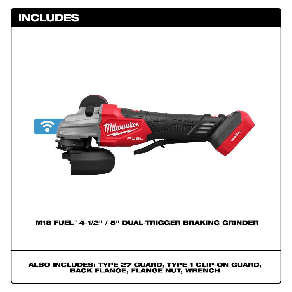 M18 FUEL 4-1/2 in / 5 in Dual-Trigger Braking Grinder (Bare Tool) 2986-20