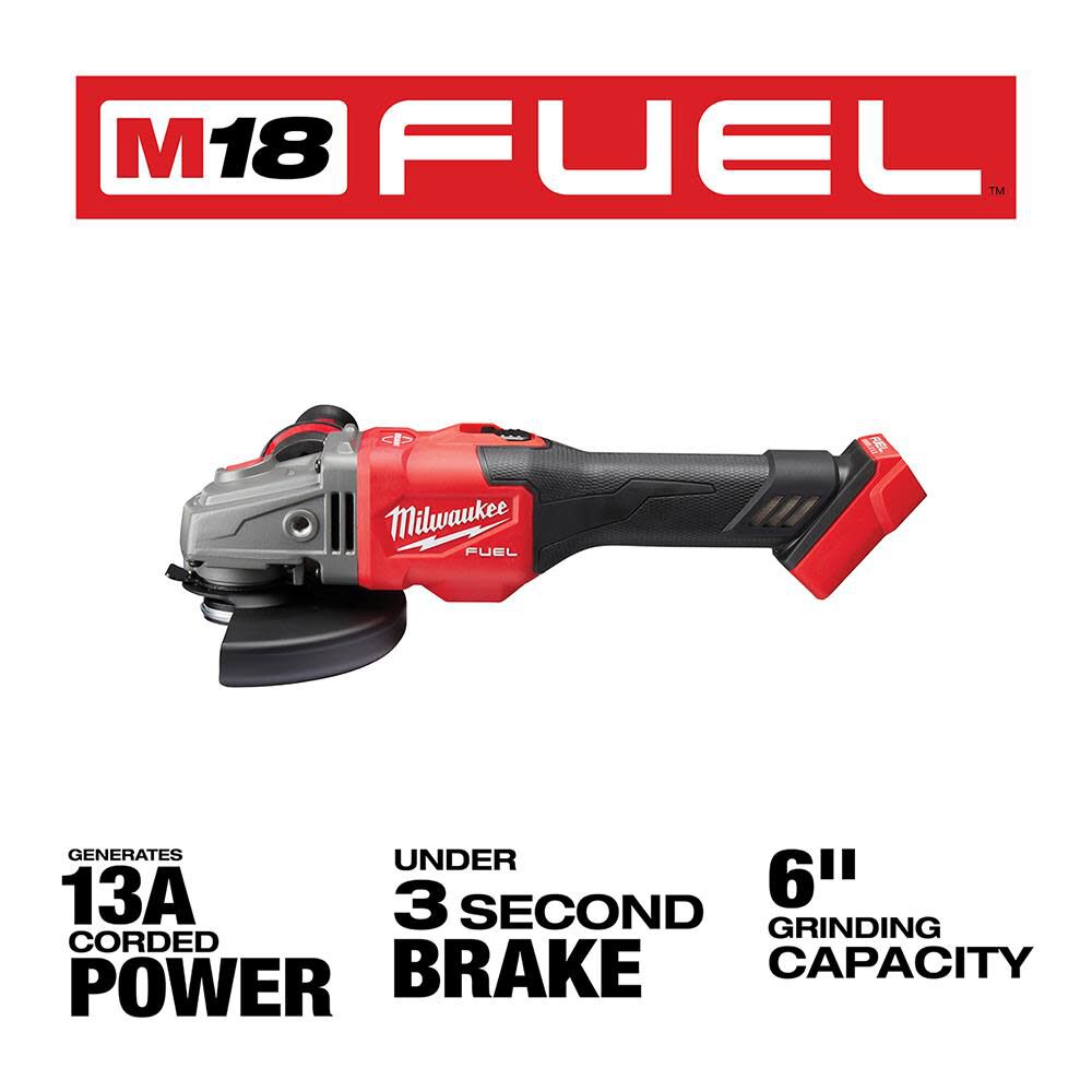 M18 FUEL 4-1/2 in.-6 in. Lock-On Braking Grinder with Slide Switch (Bare Tool) 2981-20