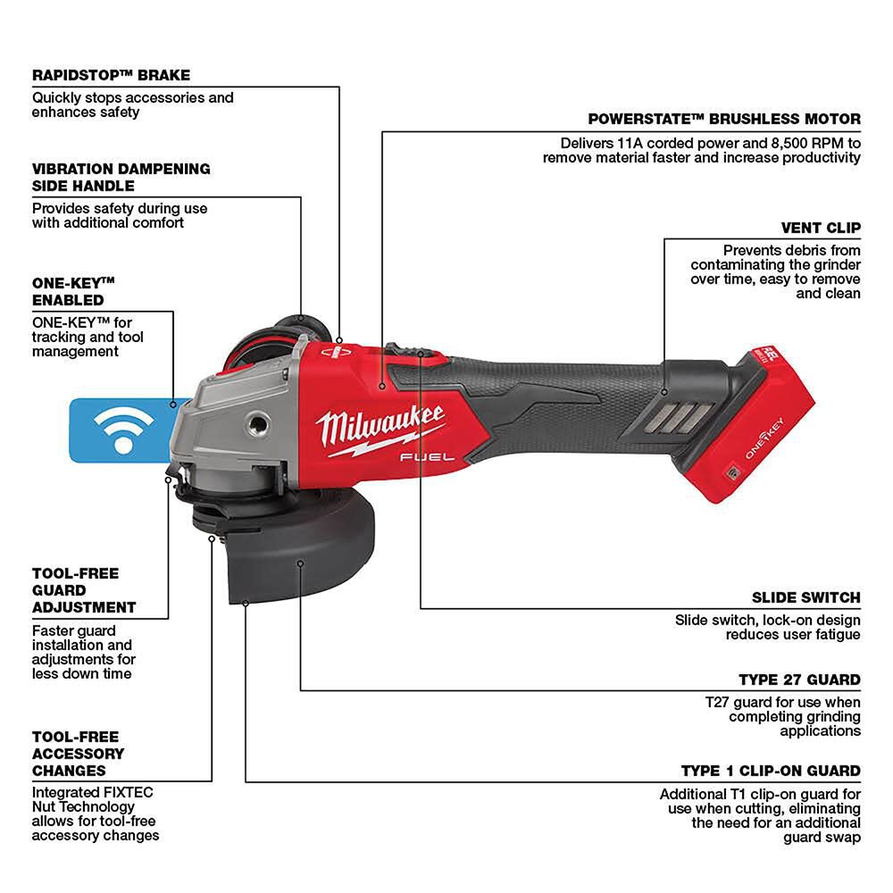 M18 FUEL 4 1/2inch / 5inch Braking Grinder (Bare Tool) 2883-20