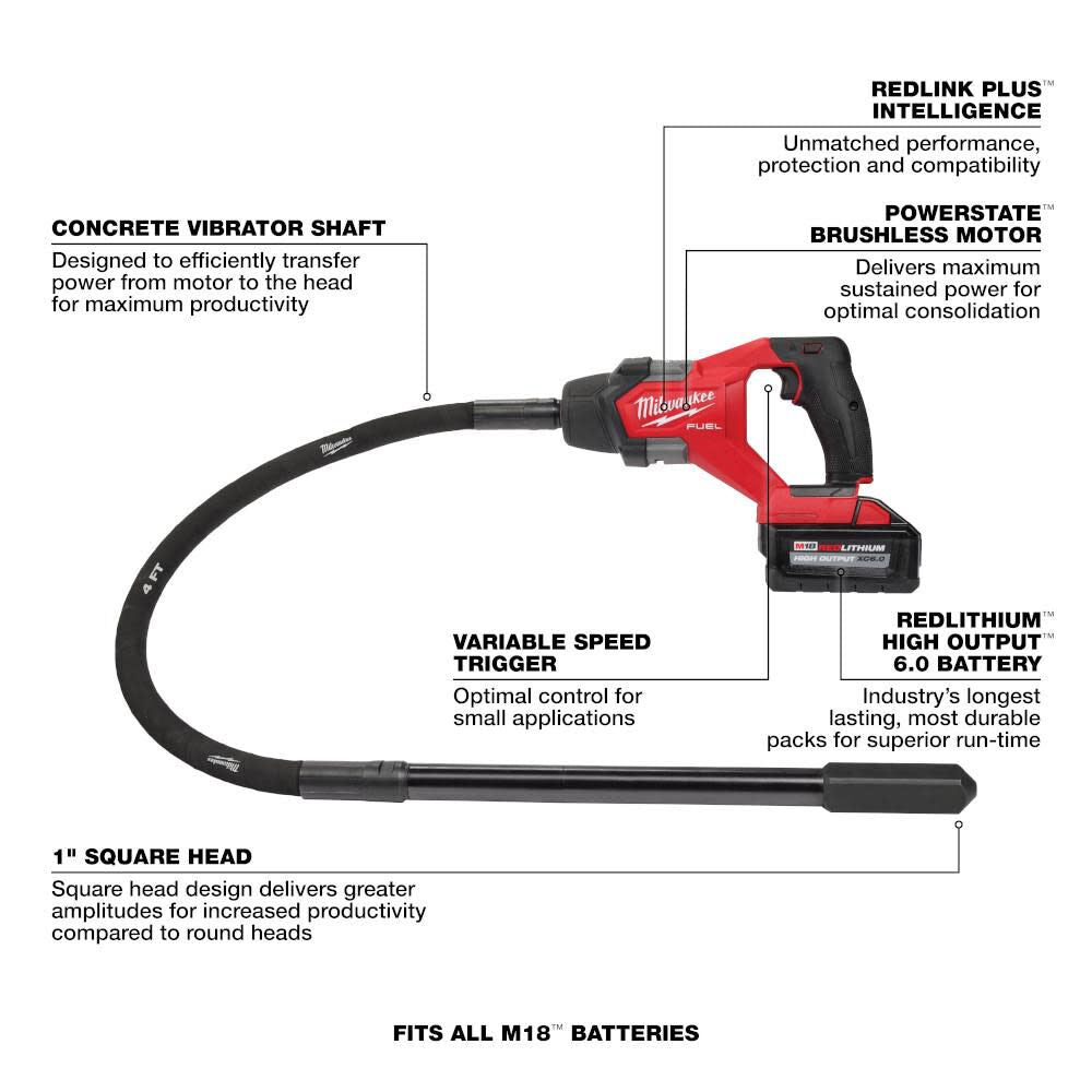 M18 FUEL 4' Concrete Pencil Vibrator Kit 2910-21