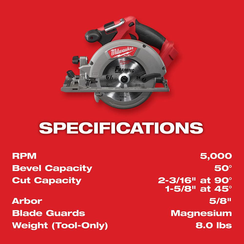 M18 FUEL 6-1/2 in. Circular Saw (Bare Tool) 2730-20