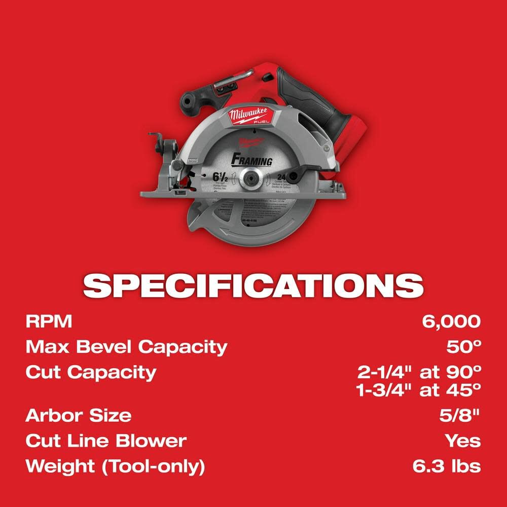 M18 FUEL 6-1/2 Inch Circular Saw (Bare Tool) 2833-20