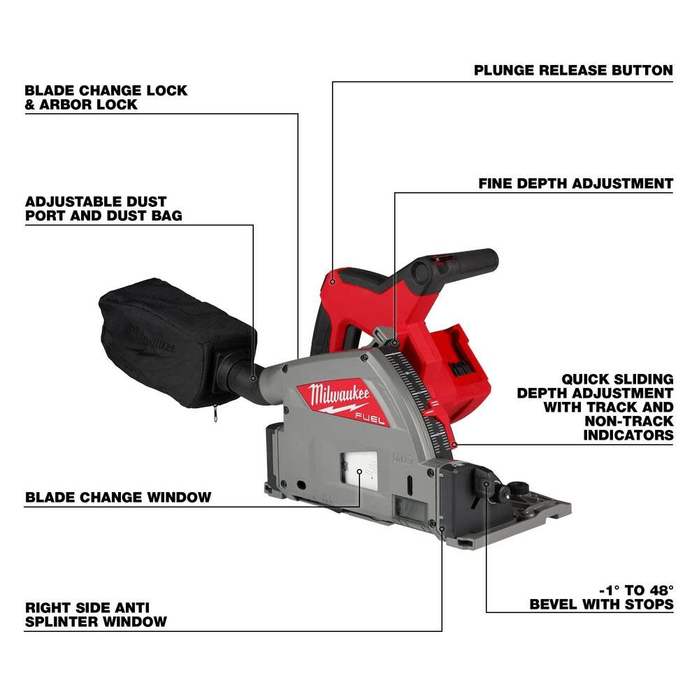 M18 FUEL 6 1/2 Inch Plunge Track Saw (Bare Tool) 2831-20