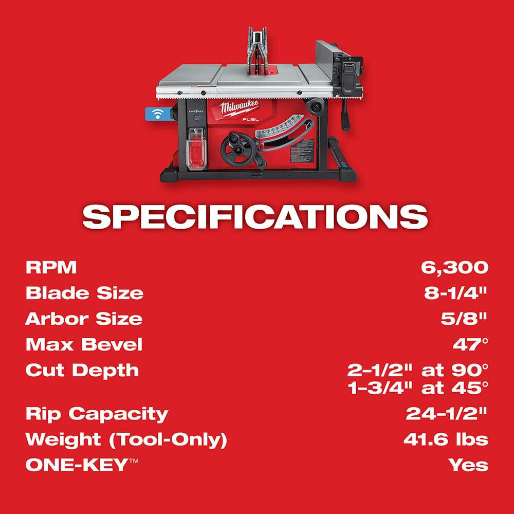 M18 FUEL 8-1/4 in. Table Saw with ONE-KEY 2736-20