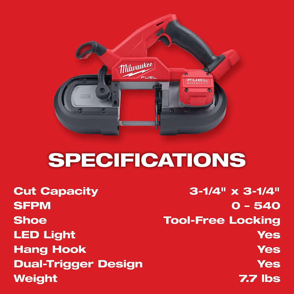 M18 FUEL Compact Dual-Trigger Band Saw (Bare Tool) 2829S-20