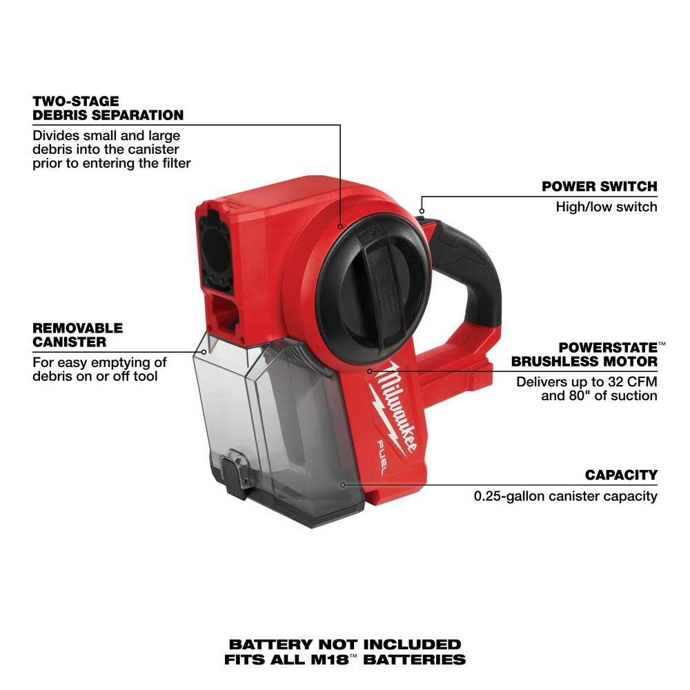 M18 FUEL Compact Vacuum (Bare Tool) 0940-20