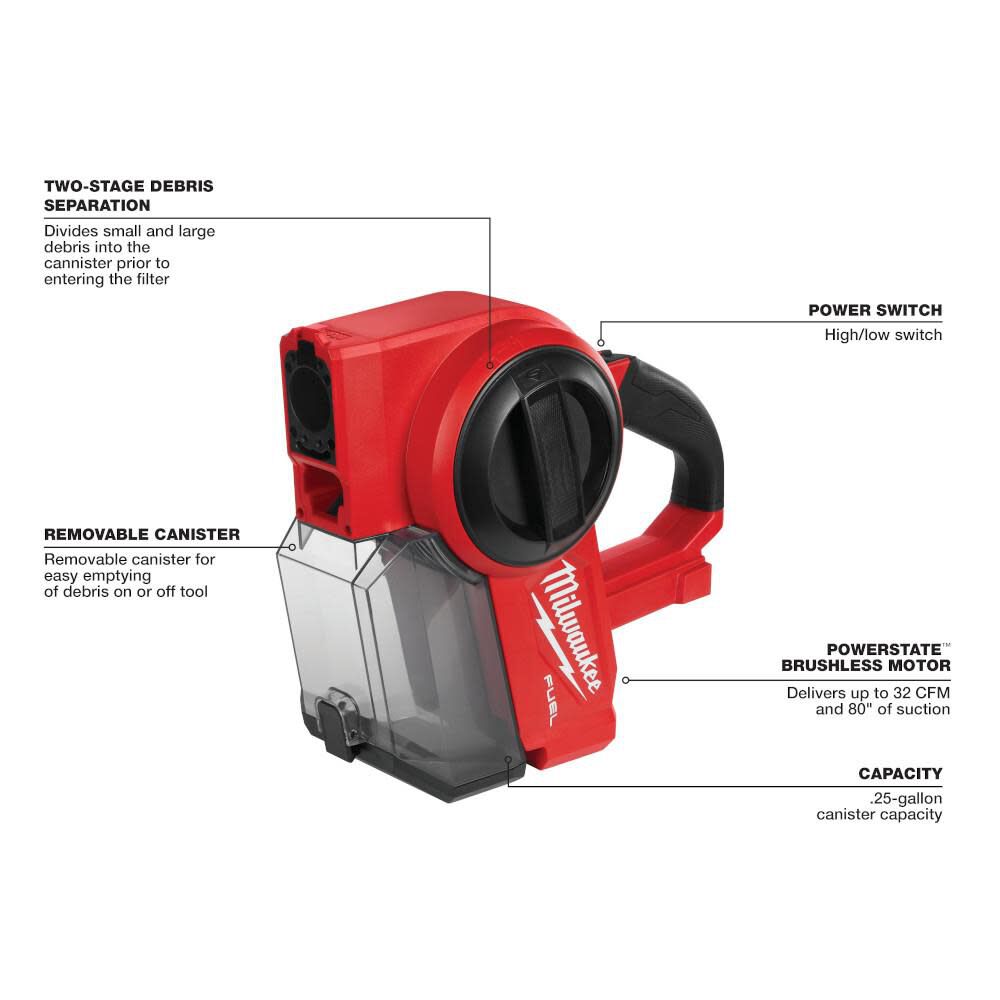 M18 FUEL Compact Vacuum Reconditioned (Bare Tool) 0940-80