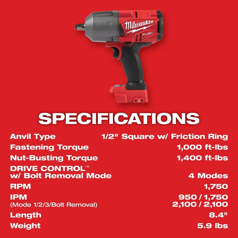 M18 FUEL High Torque 1/2 Impact Wrench with Friction Ring Kit 2767-22R