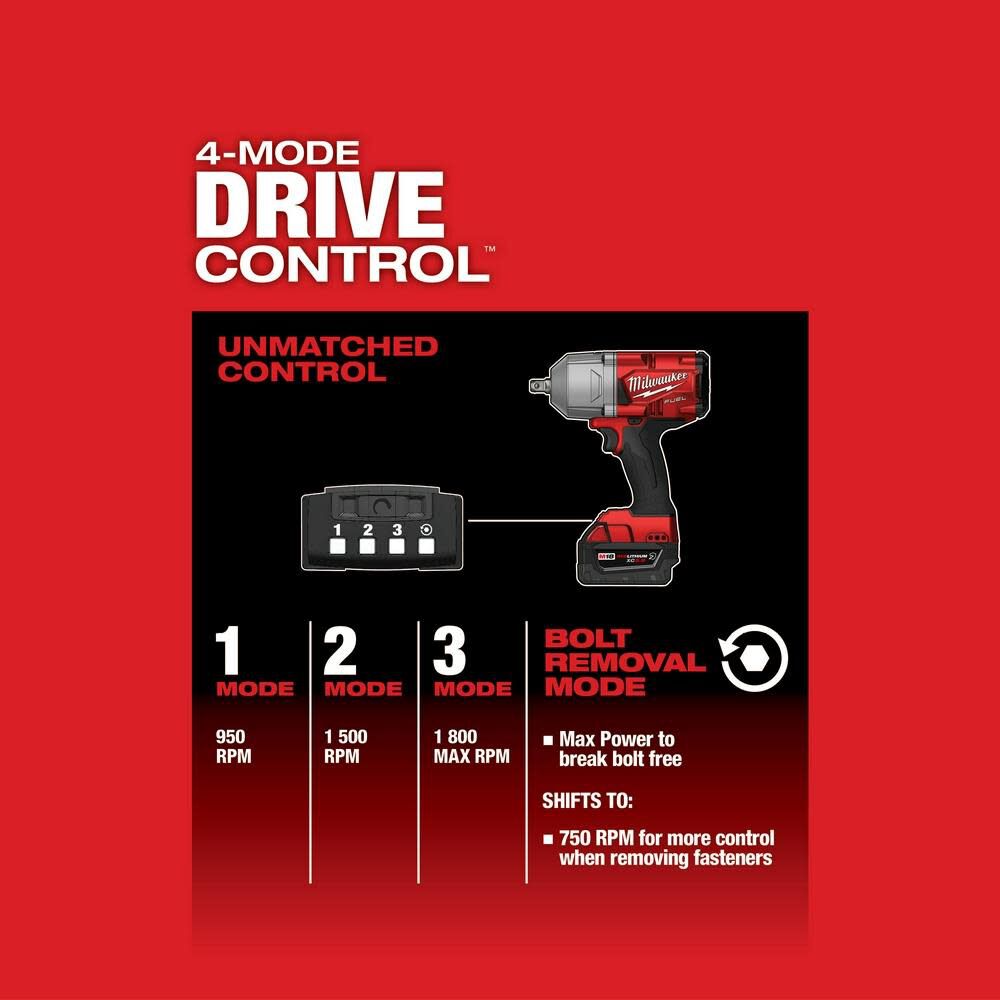 M18 FUEL High Torque 1/2 Impact Wrench with Pin Detent Kit 2766-22R