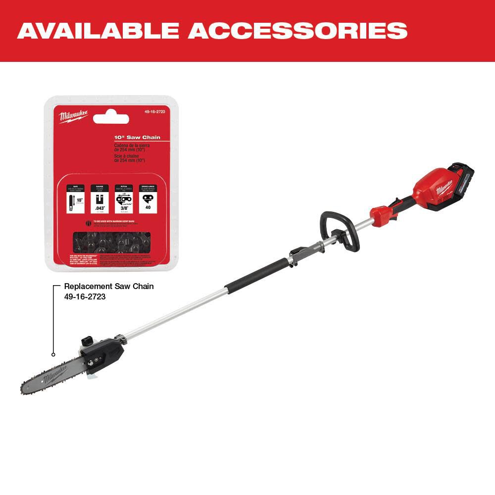 M18 FUEL QUIK-LOK 10inch Pole Saw Kit & Brush Cutter Attachment Bundle 2825-21PS-49-16-2738