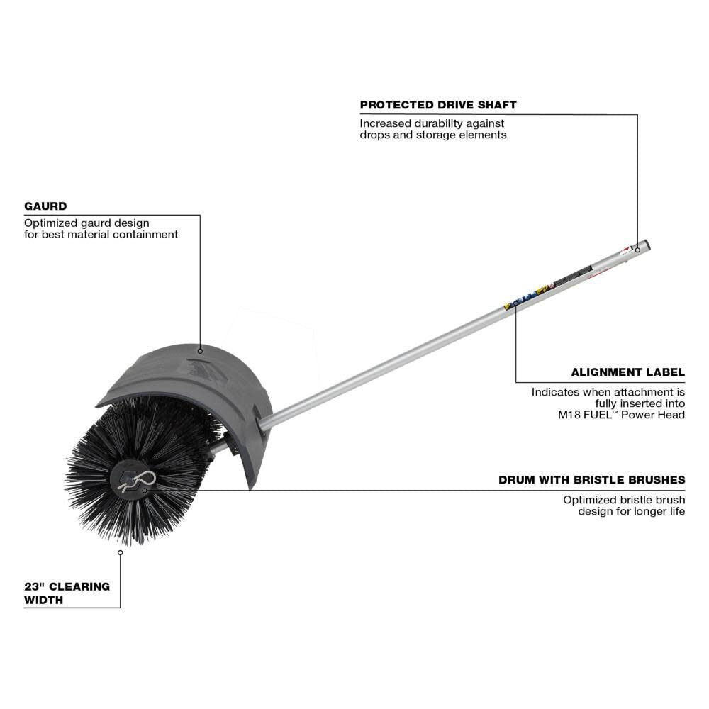 M18 FUEL QUIK LOK Bristle Brush Attachment & Rubber Broom Attachment Bundle 49-16-2740-2741