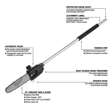 M18 FUEL QUIK LOK Brush Cutter Attachment & 10inch Pole Saw Attachment Bundle 49-16-2738-2720