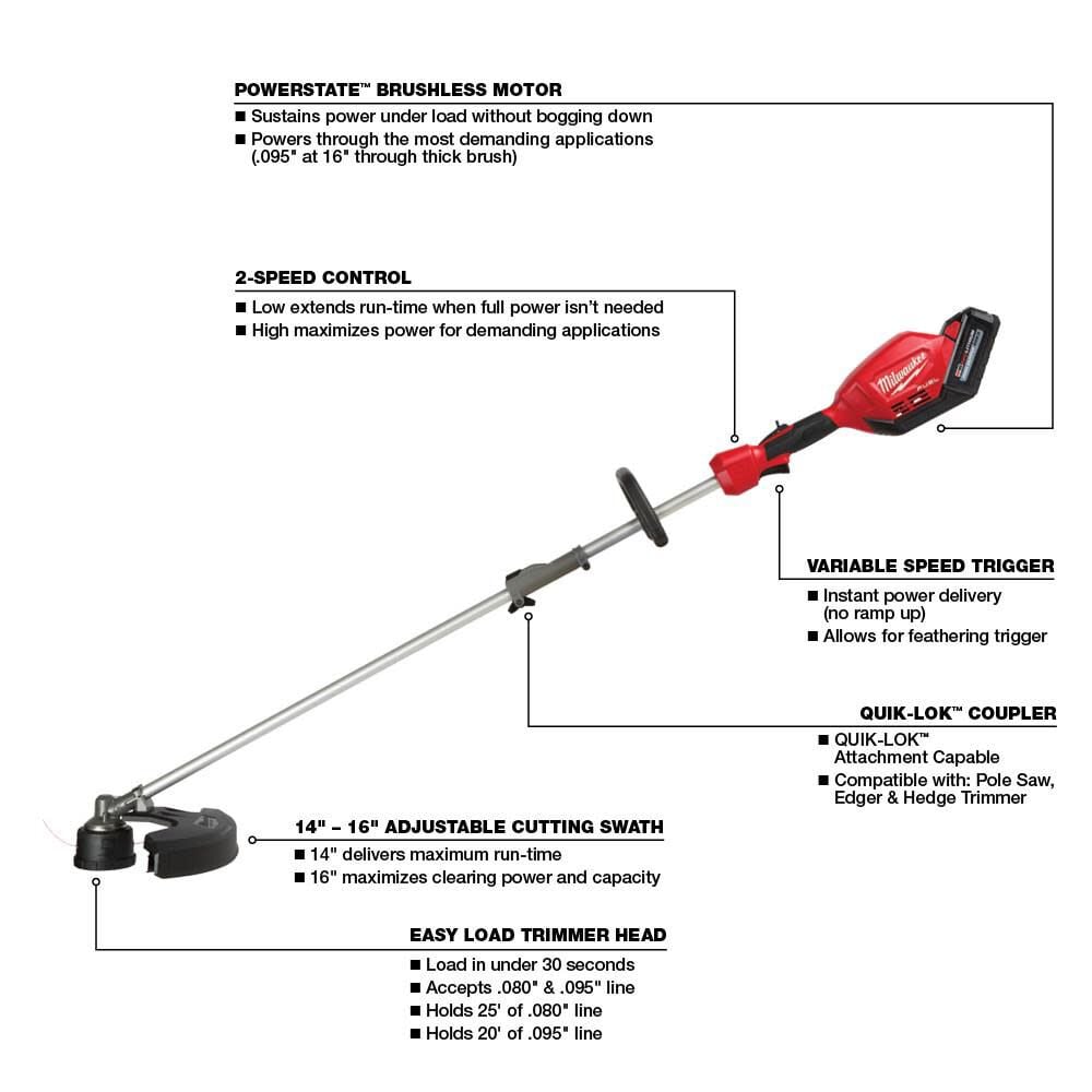 M18 FUEL QUIK-LOK String Trimmer Kit & Bristle Brush Attachment Bundle 2825-21ST-49-16-2741