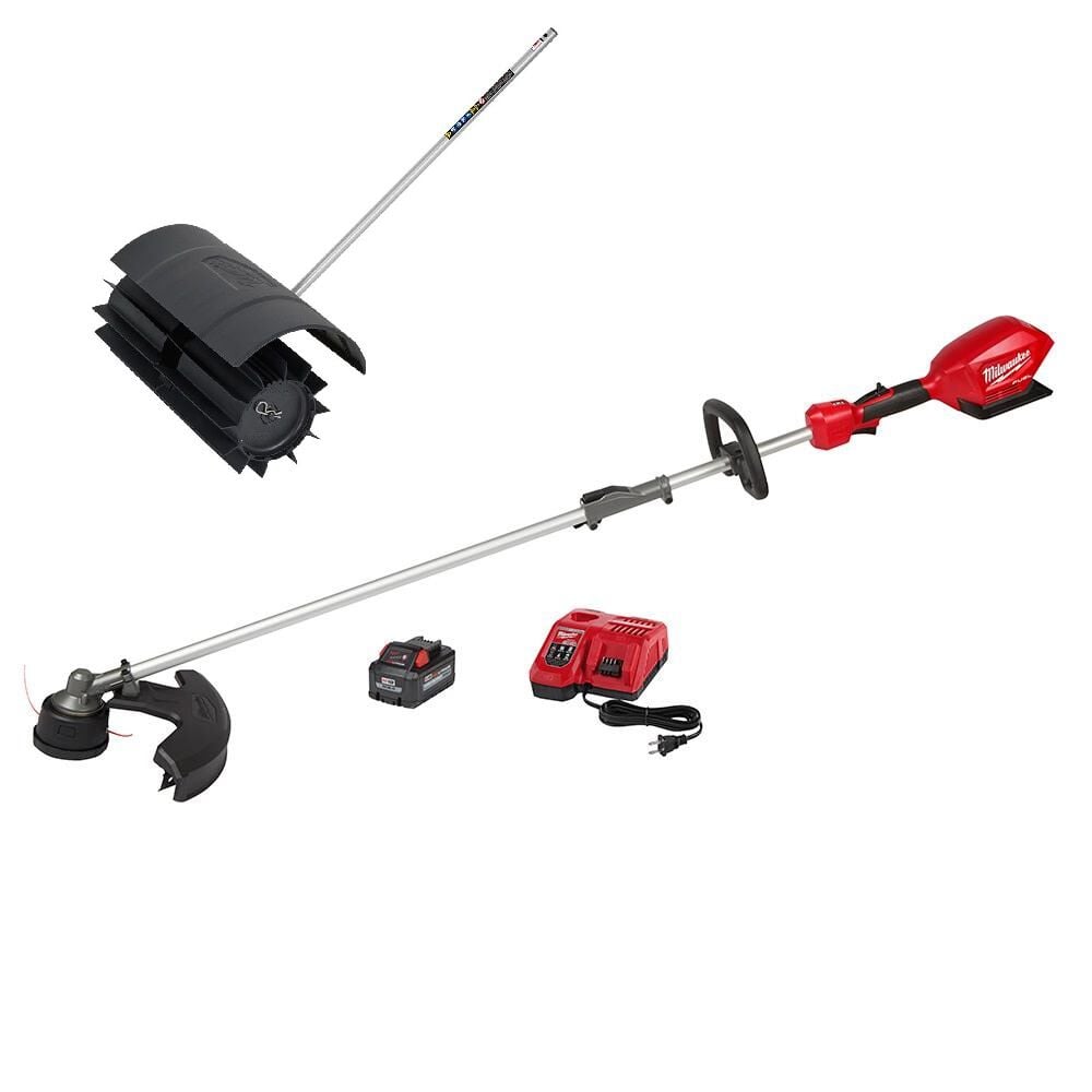 M18 FUEL QUIK-LOK String Trimmer Kit & Rubber Broom Attachment Bundle 2825-21ST-49-16-2740