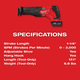 M18 FUEL SAWZALL Reciprocating Saw - 1 Battery XC5.0 Kit 2821-21